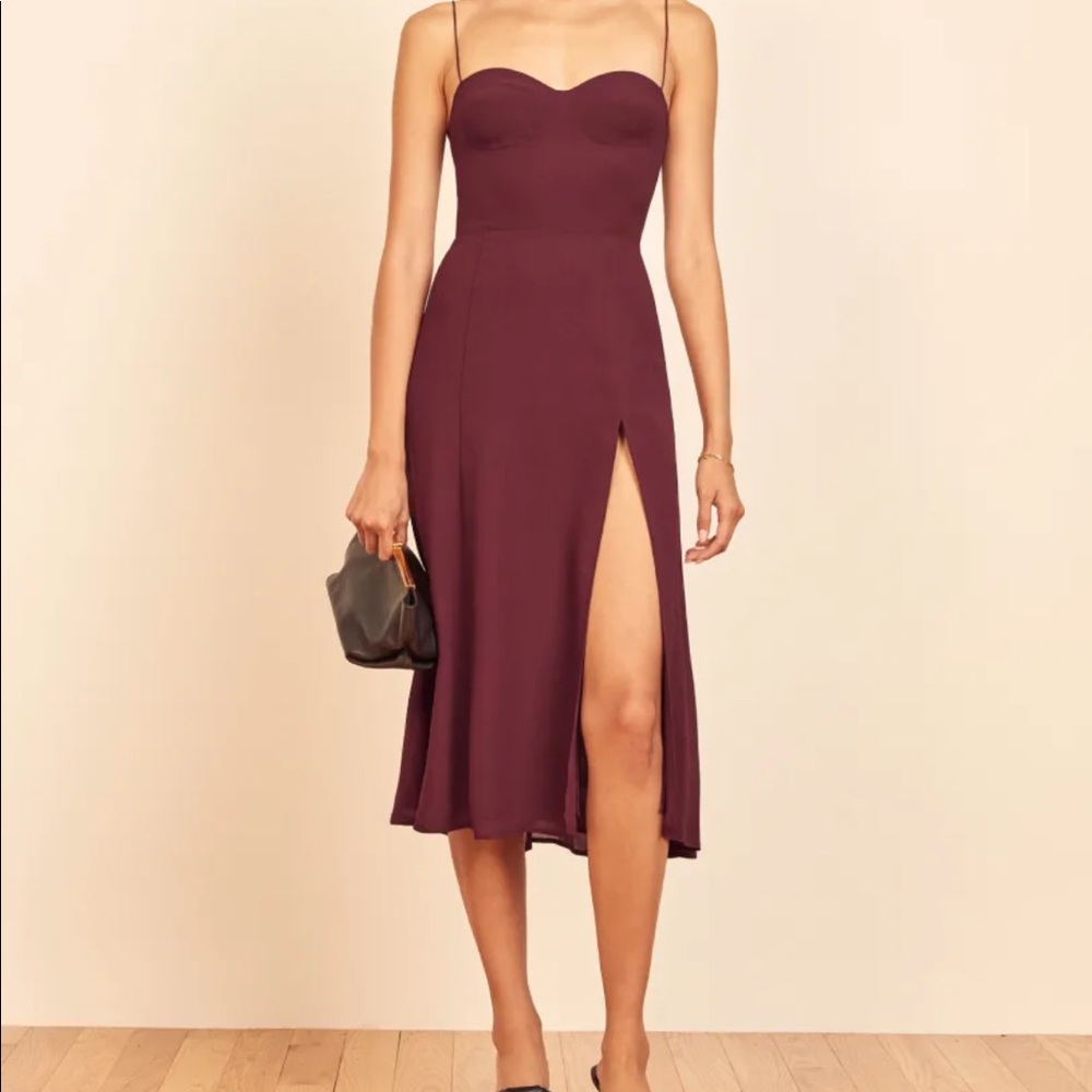 Reformation Juliette dress in plum